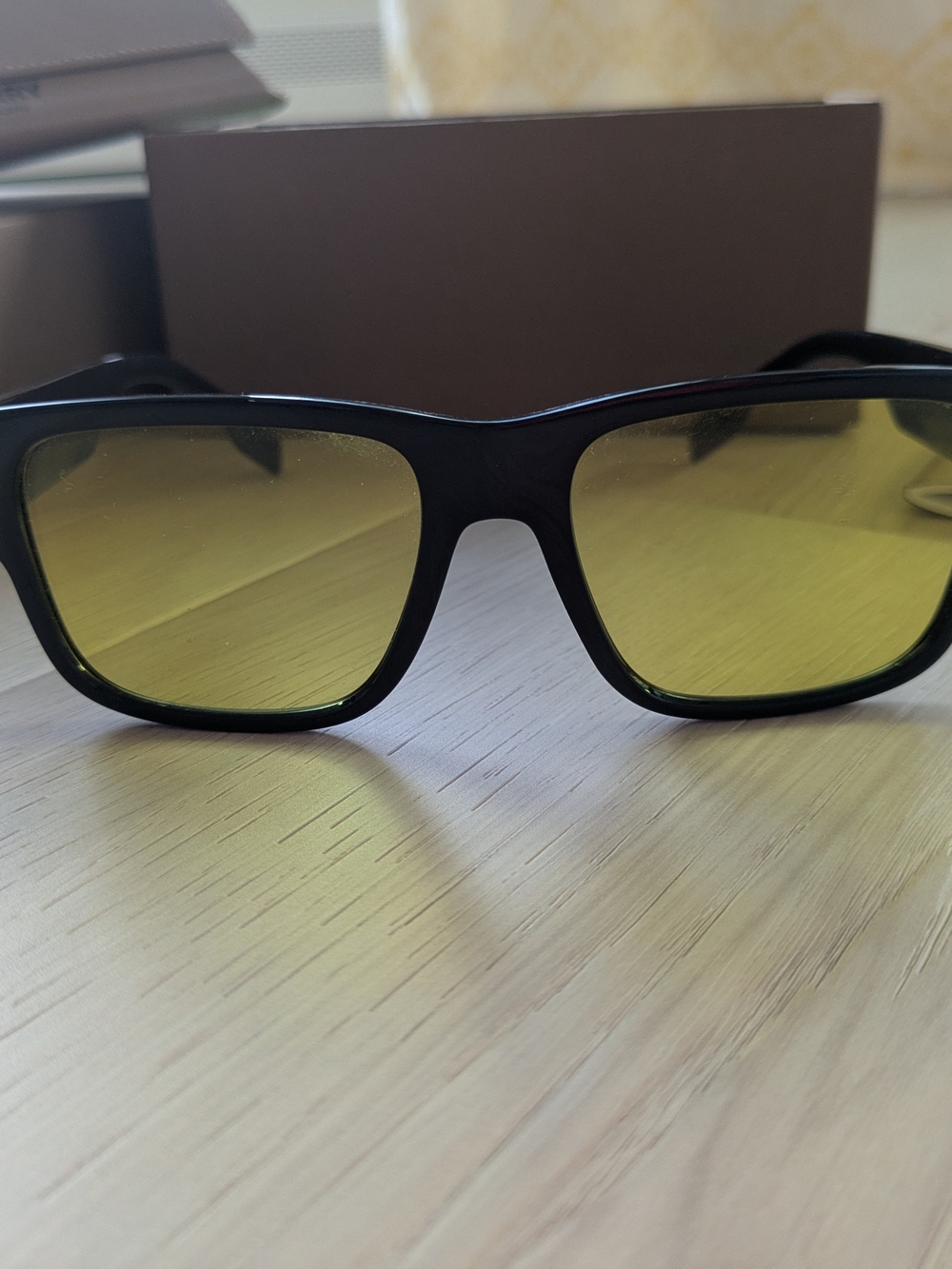 Burberry Black And Yellow Sunglasses with Gold Logo Accent